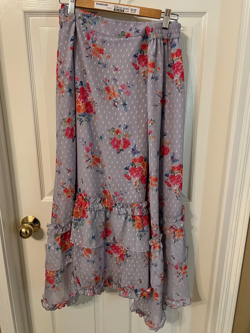 JessaKae Lavender Midi Skirt with Pink & Coral Floral Print